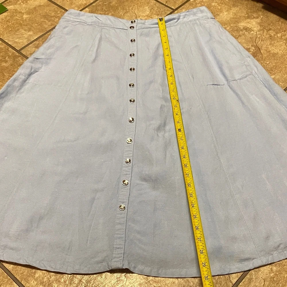 Grace Elements Light Blue A-Line Button-Front Skirt